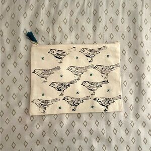 Hand Stamped Bird Stamp Pouch